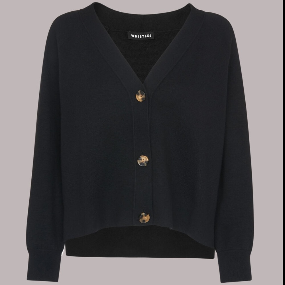 🪼Whistles Black Button Through Cardigan with Tort Buttons! - Picture 2 of 12